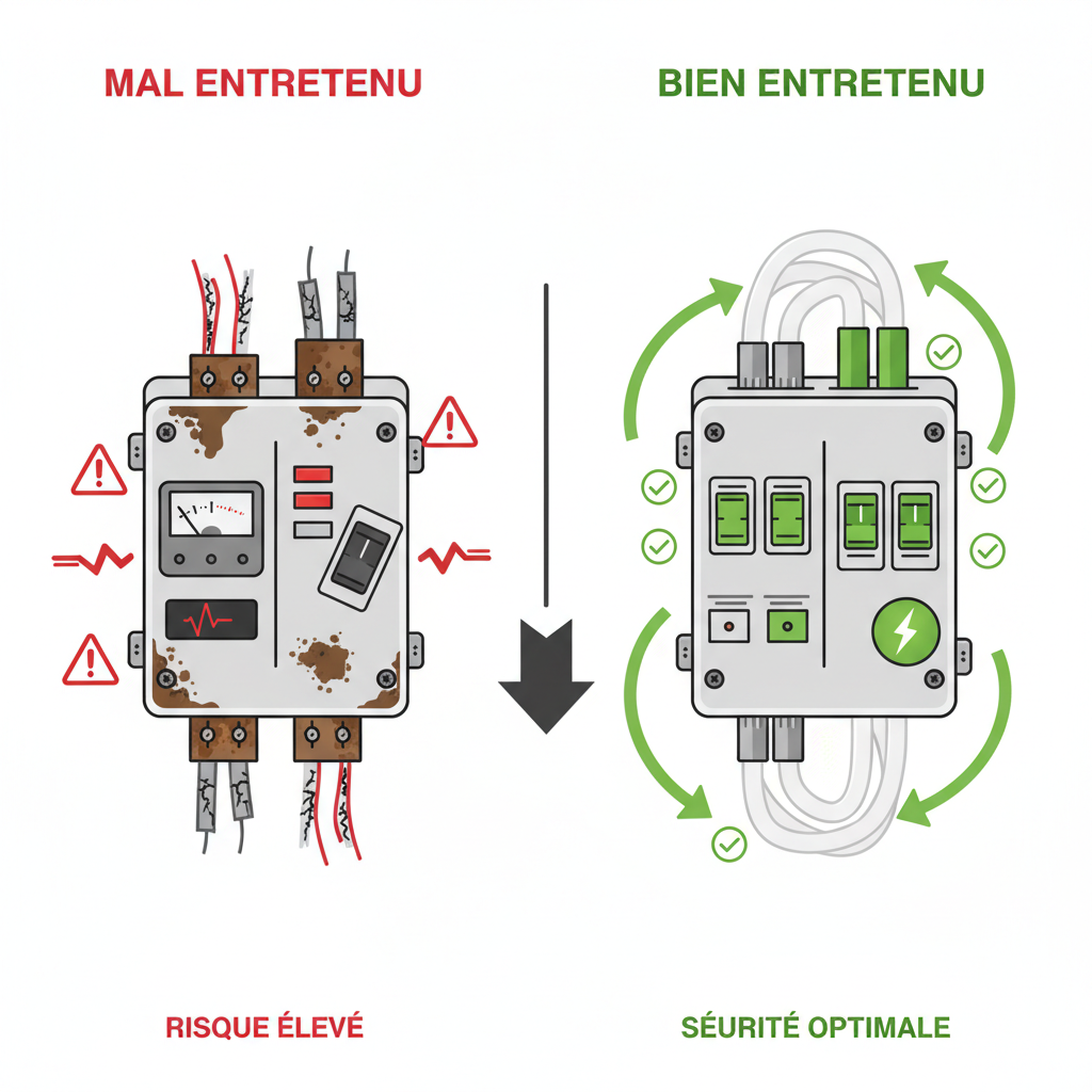 Changement d'entrée électrique maintenance comparison infographic