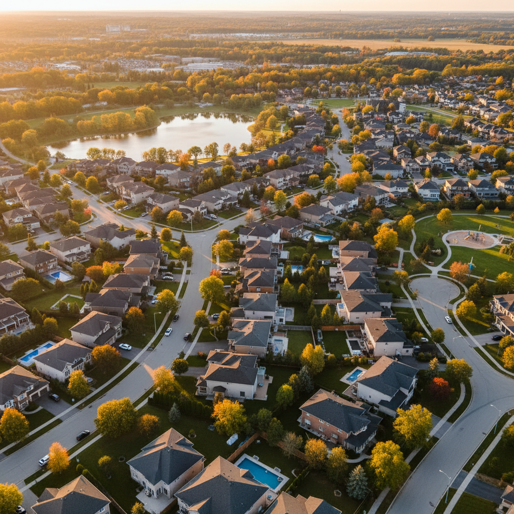 Laval neighborhood aerial view