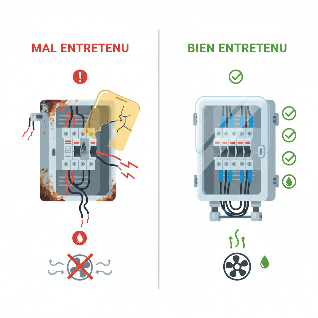 Changement d'entrée électrique maintenance comparison infographic