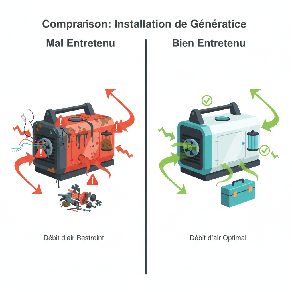 Installation de génératrice maintenance comparison infographic