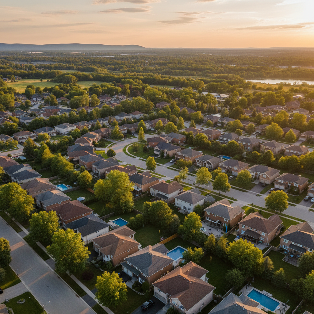 Laval neighborhood aerial view
