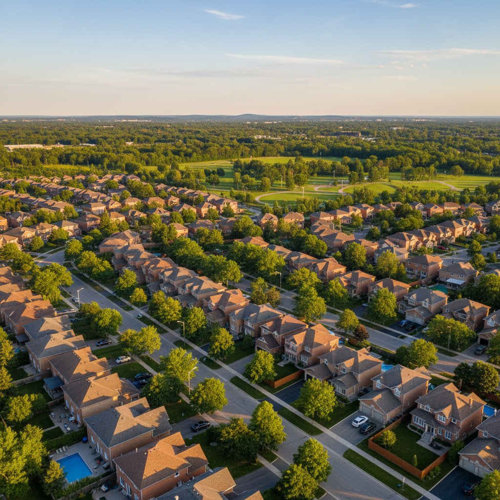 Laval neighborhood aerial view
